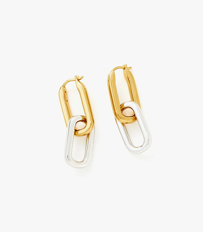 ovate-double-link-hoop-earrings.jpeg Ovate Double Link Hoop Earrings - Imagem 1