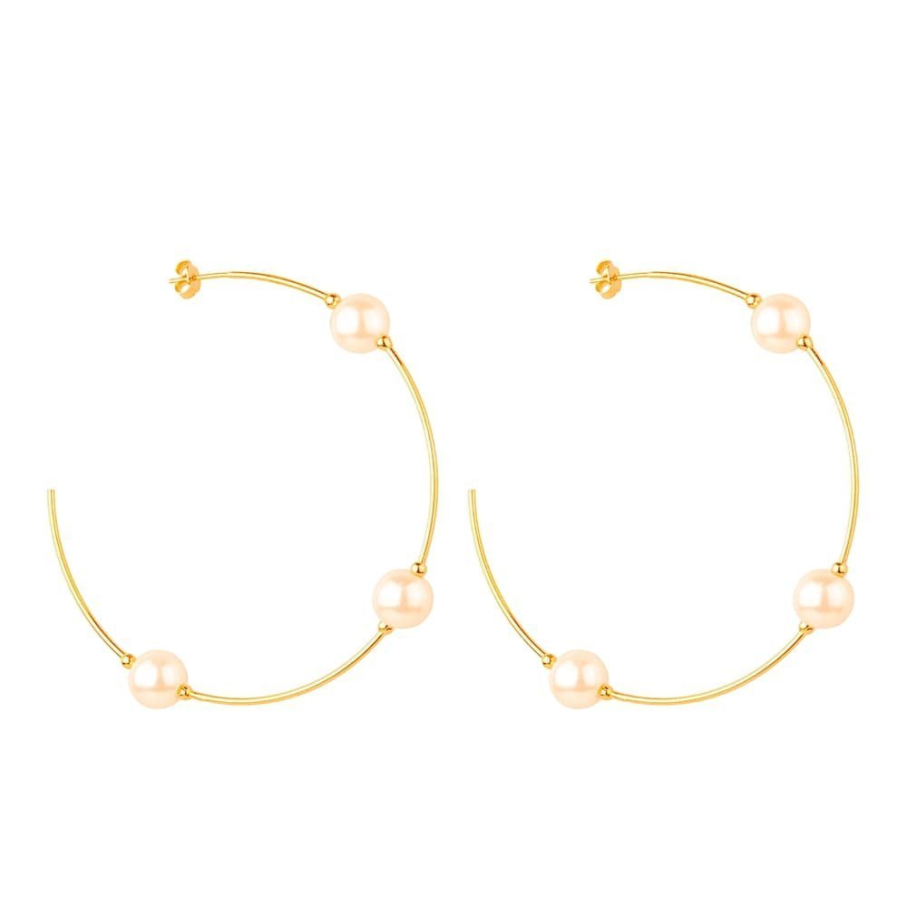 cat-0e021ea9017e1843.jpg Brinco Dourado de Argola Grande Com Pérolas - Imagem 1