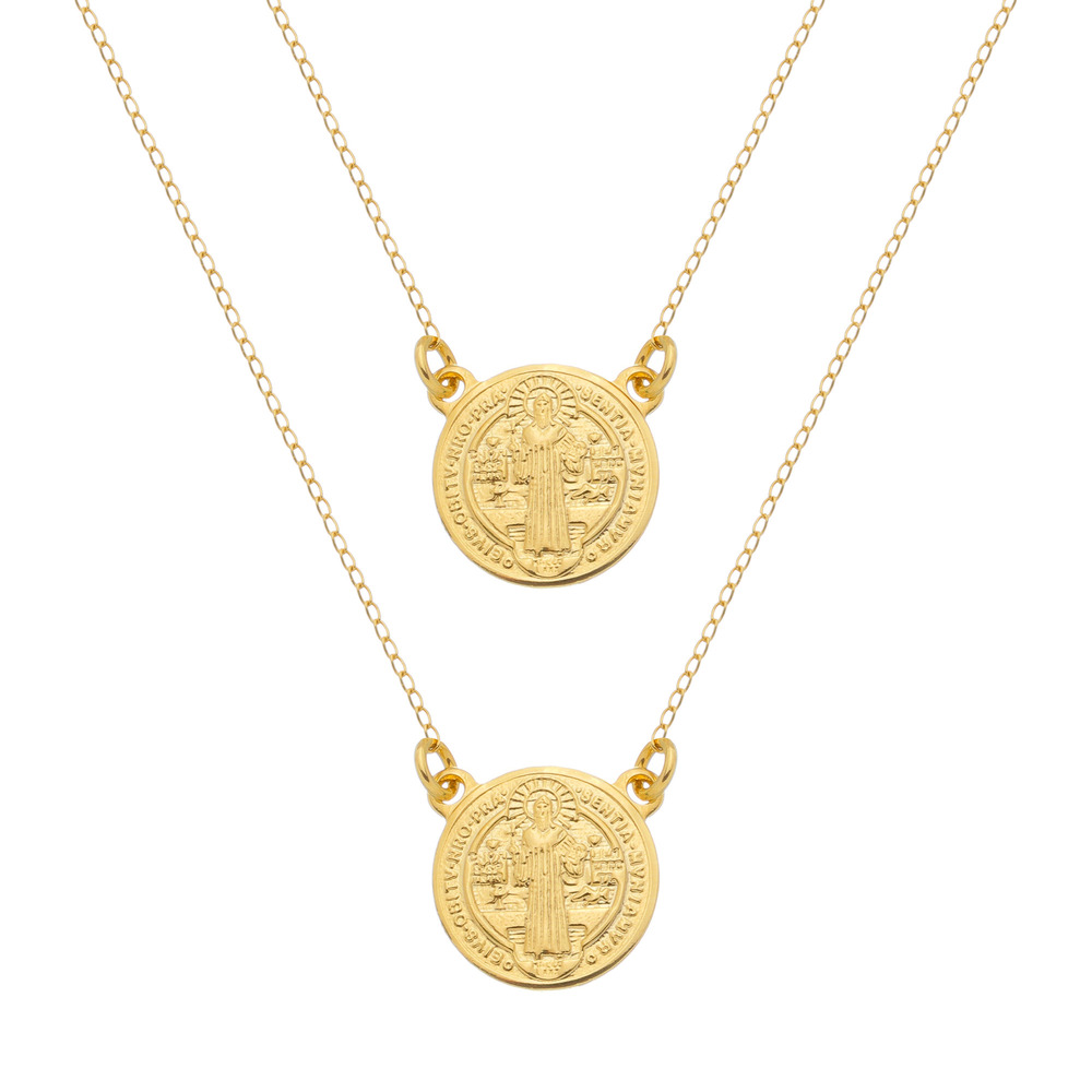 cat-1808a1c570a1404e.jpg Escapulário Dourado Masculino Redondo São Jorge - Imagem 1