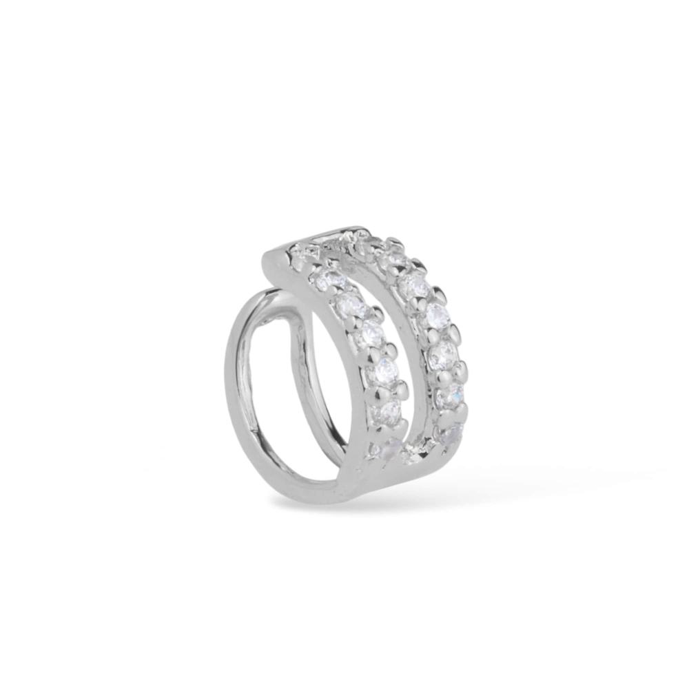 cat-1bcff546187bcff2.jpg Piercing Prateado de Pressão com 14 Pedras de Zircônia - Imagem 1