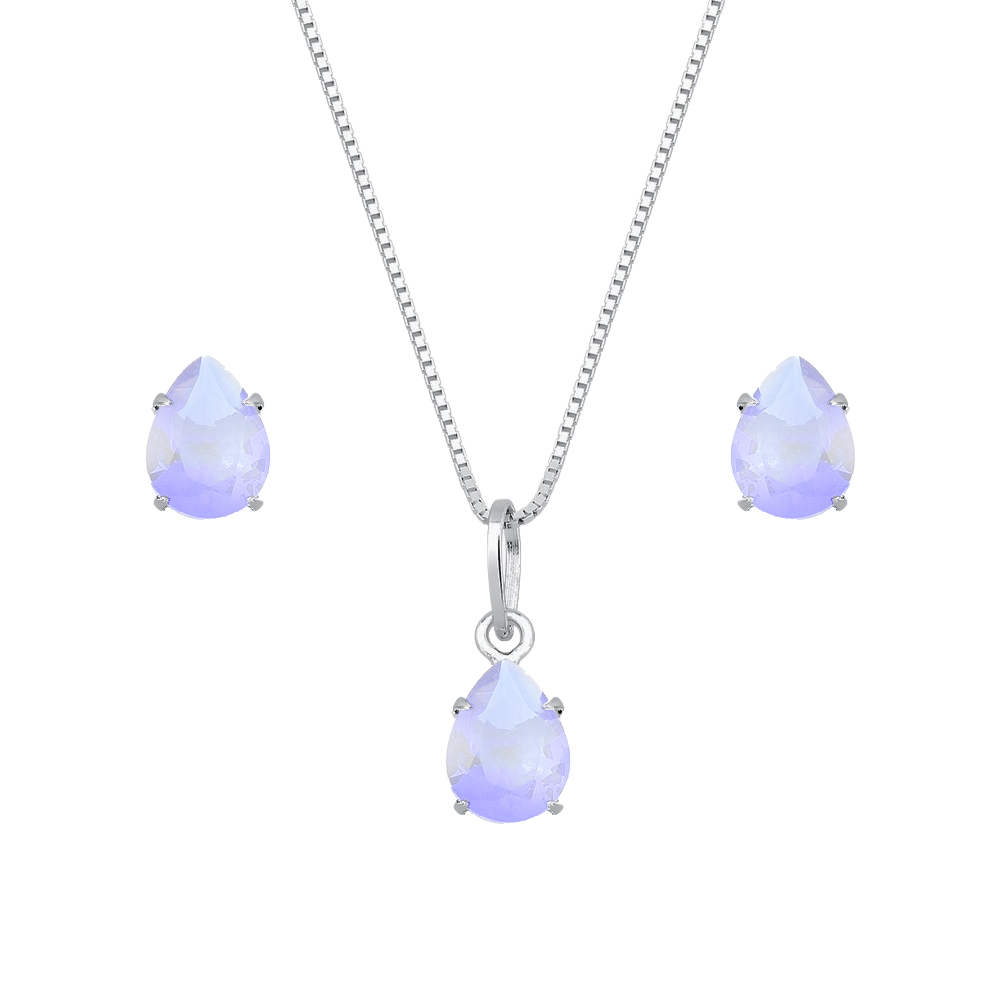 cat-2c478c8fc661945b.jpg Conjunto de Gota Roxa em Zircônia Prata 925 - Imagem 1