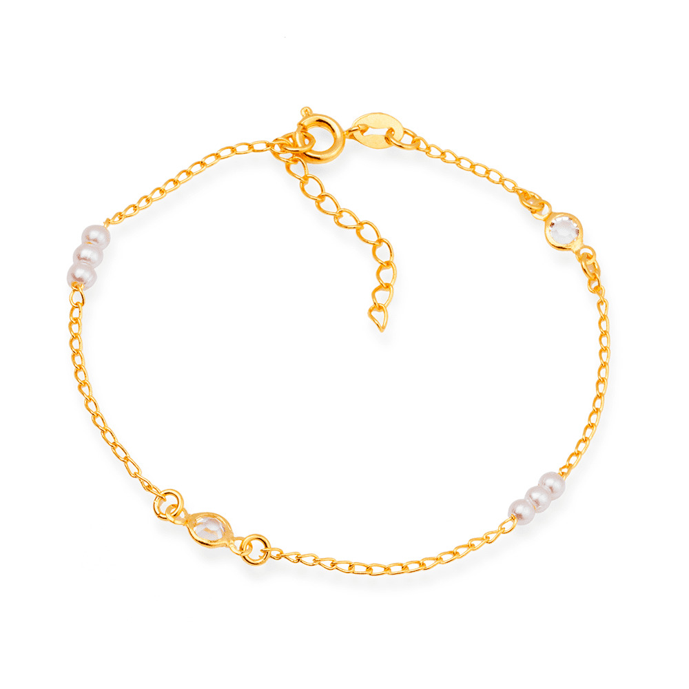 cat-4215238e433a477e.jpg Pulseira Dourada de Pérolas com Ponto de Luz - Imagem 1