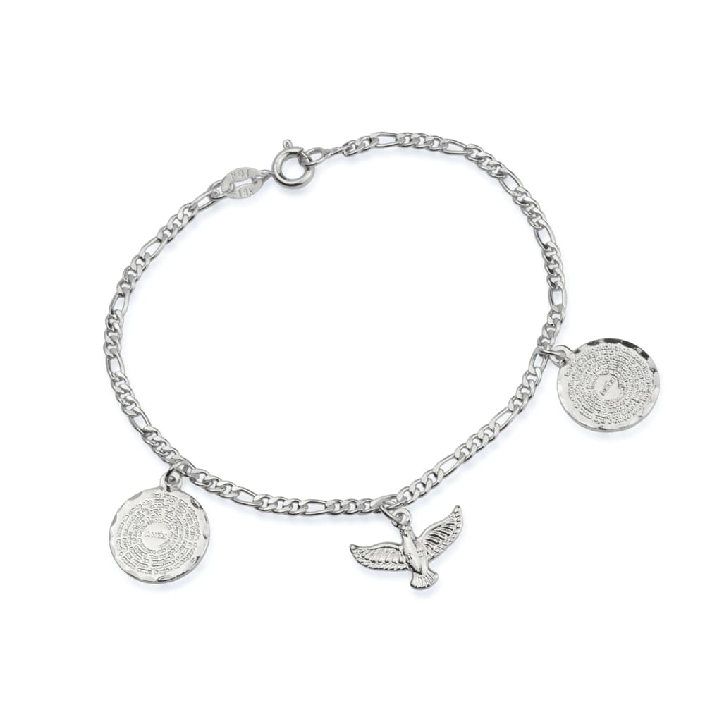 cat-4beb878dc0cc44f1.jpg Pulseira Prateada Religiosa Pai Nosso e Espírito Santo - Imagem 1