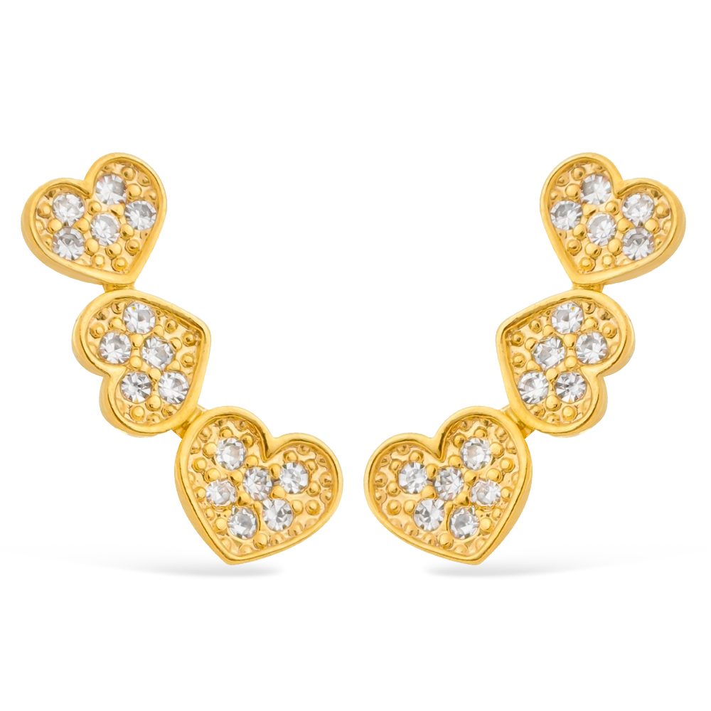 cat-4bfde25cc9ea17b3.jpg Brinco Dourado Ear Cuff de Coração com Zircônia - Imagem 1