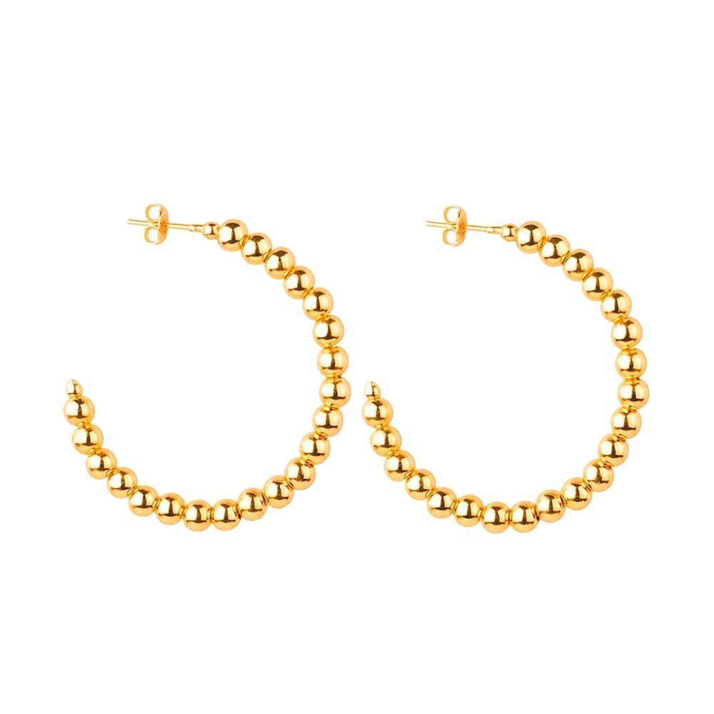 cat-58ea54fe507a99c2.jpg Brinco Dourado de Argola Cravejado de Bolas - Imagem 1