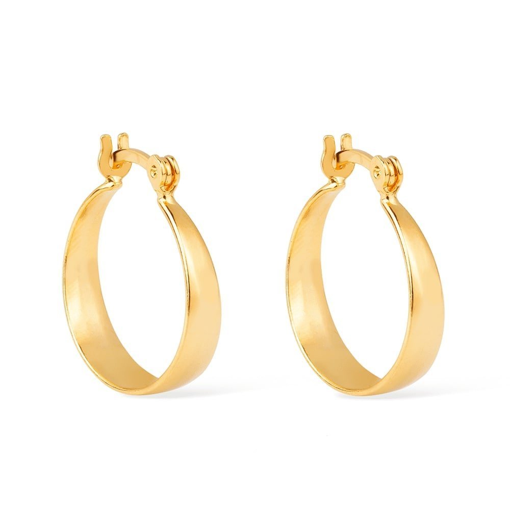 cat-5a4064931eb94cac.jpg Brinco Dourado de Argola Média Lisa Chapada - Imagem 1