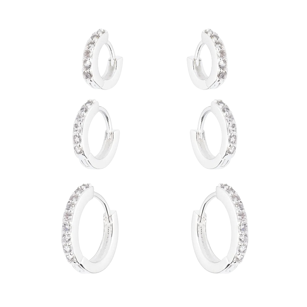 cat-5ea11800b78026de.jpg Trio de Argolas Cravejadas de Zircônias em Prata 925 - Imagem 1