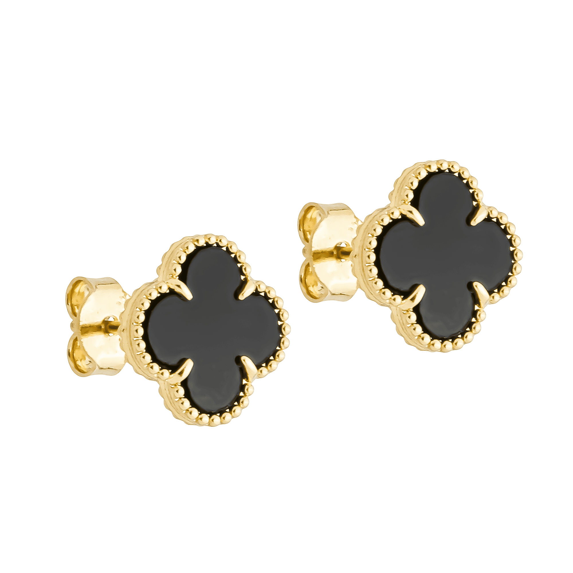cat-626d92dbdfad2b28.png Brinco Dourado de Trevo Preto - Imagem 1