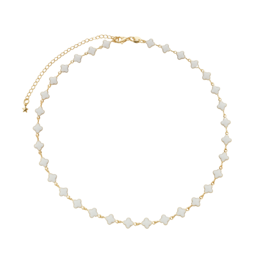 cat-69b7080623c2540f.jpg Colar Dourado com Trevos Brancos - Imagem 1