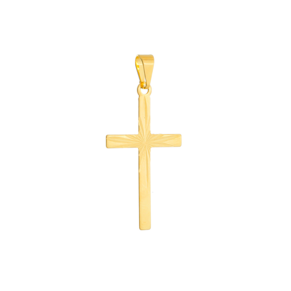 cat-7021b13280ede8e3.jpg Pingente Dourado Masculino de Cruz - Imagem 1