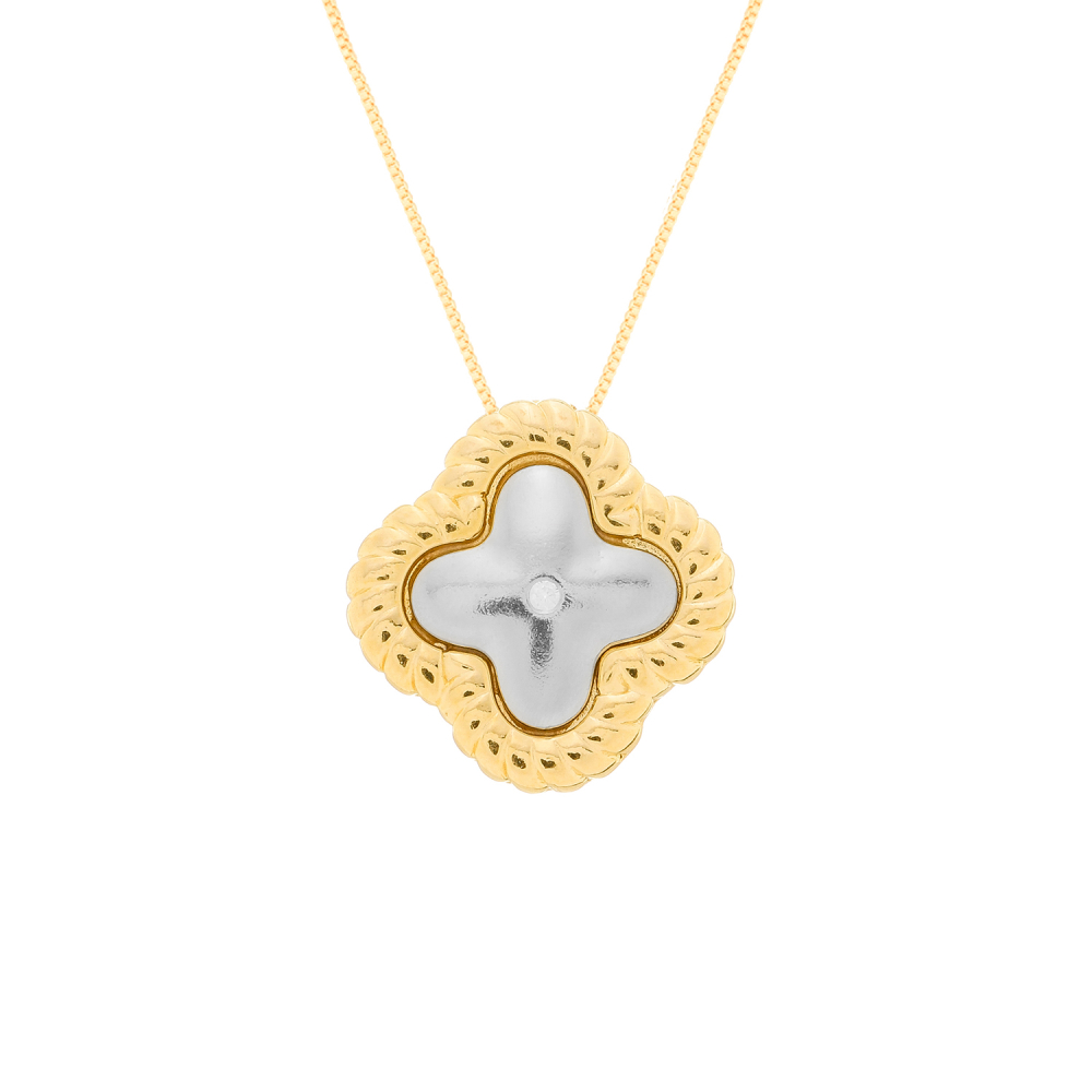 cat-9499670b3d82bd8d.jpg Colar Dourado e Prateado de Flor - Imagem 1