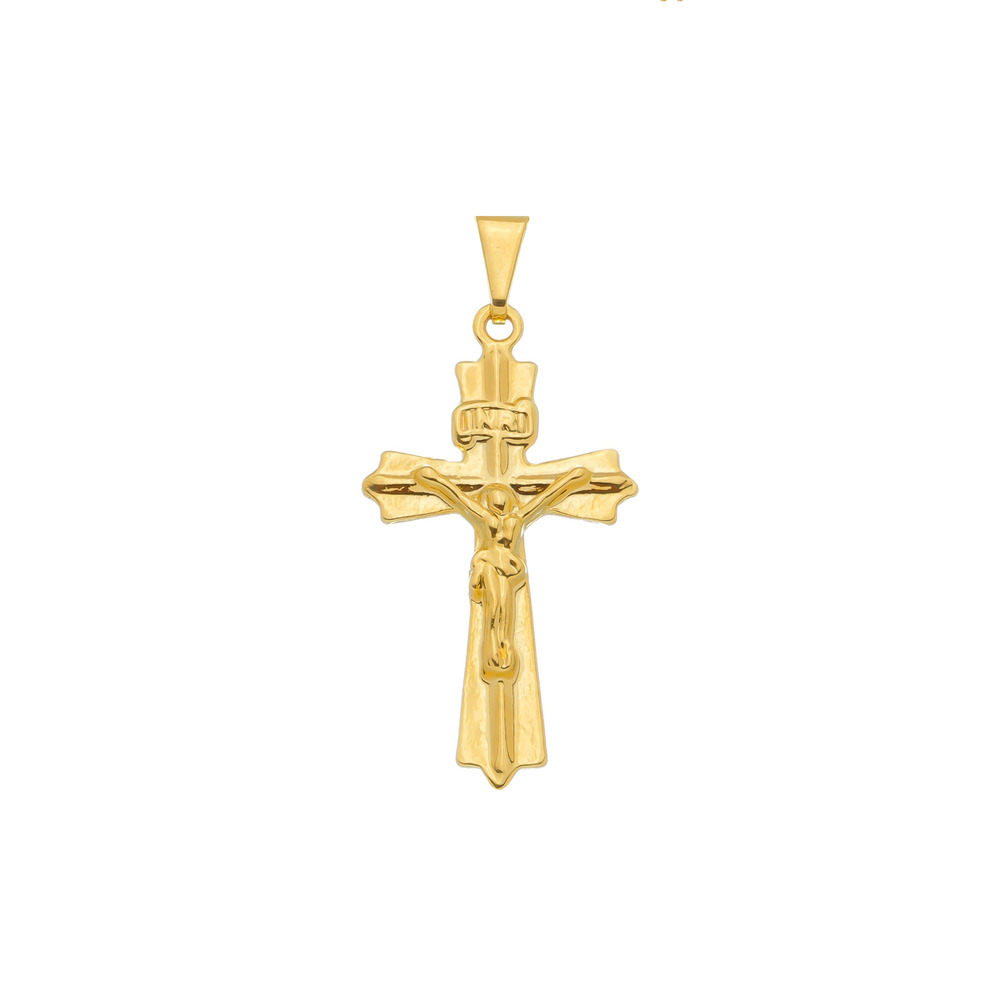 cat-9c4de744dba9267f.jpg Pingente Dourado Crucifixo Detalhes - Imagem 1