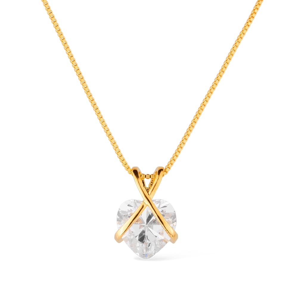 cat-9d3b2ed19c4d751e.jpg Colar Dourado de Zircônia em Formato de Coração - Imagem 1