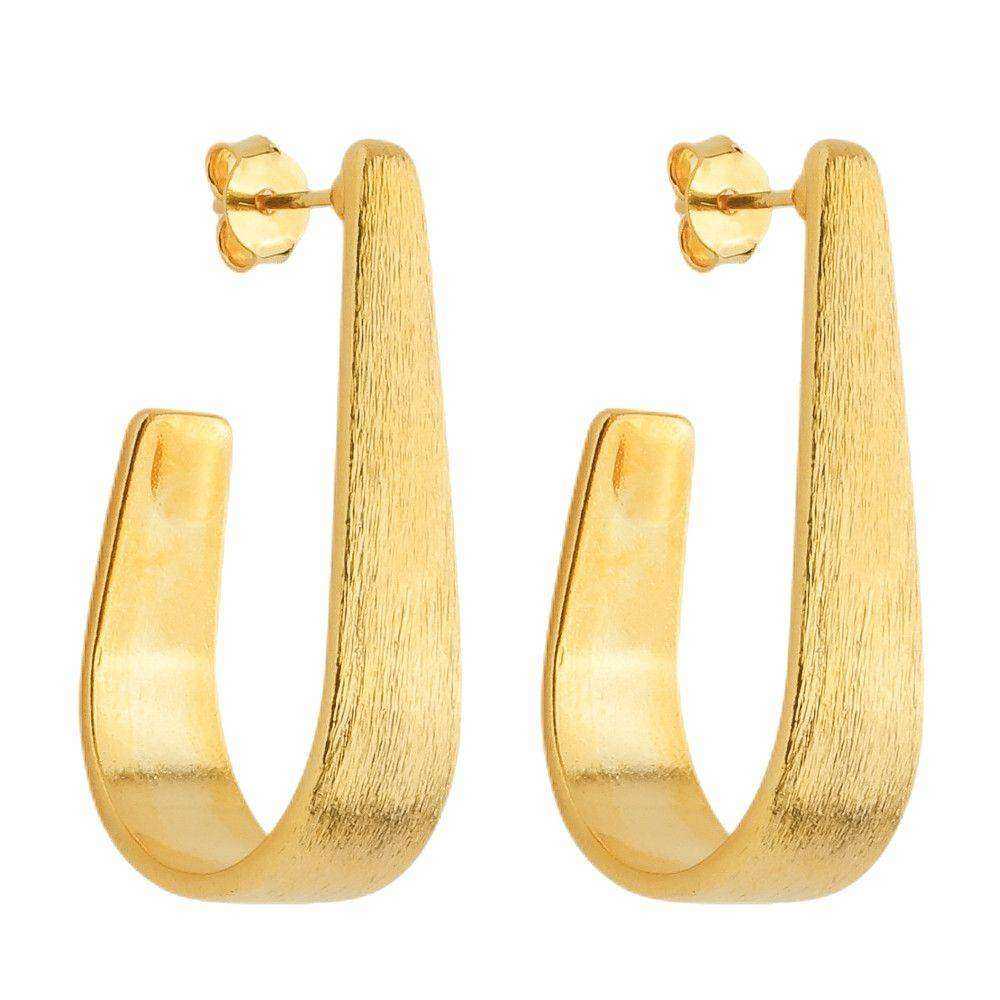 cat-abd74965abebfd23.jpg Brinco Dourado Formato Gota Escovado - Imagem 1