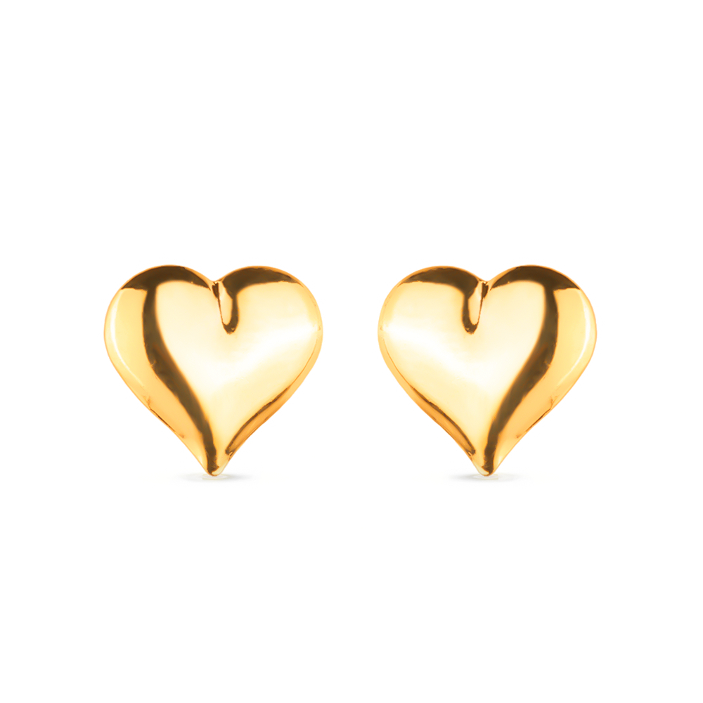 cat-aca294d2642b4c41.jpg Brinco Dourado de Coração Médio - Imagem 1