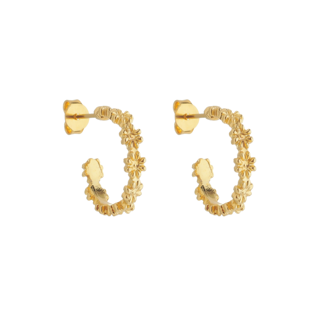 cat-acedd1e5b639ac79.jpg Brinco Dourado de Argola Formato de Flor - Imagem 1