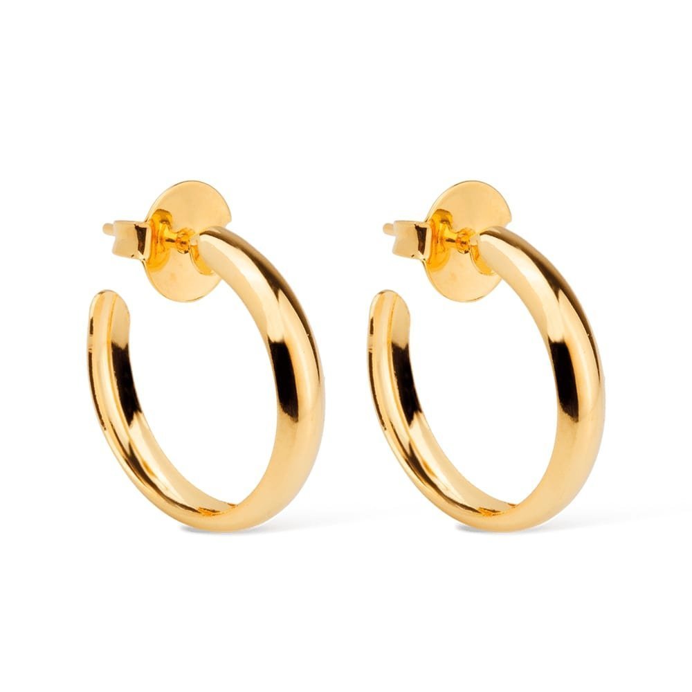 cat-b0f6c7a1bf67eaad.jpg Brinco Dourado de Argola Média Lisa - Imagem 1