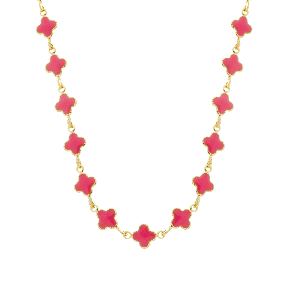 cat-c28727ce23afaa9c.jpg Colar Dourado de Trevos Rosas - Imagem 1