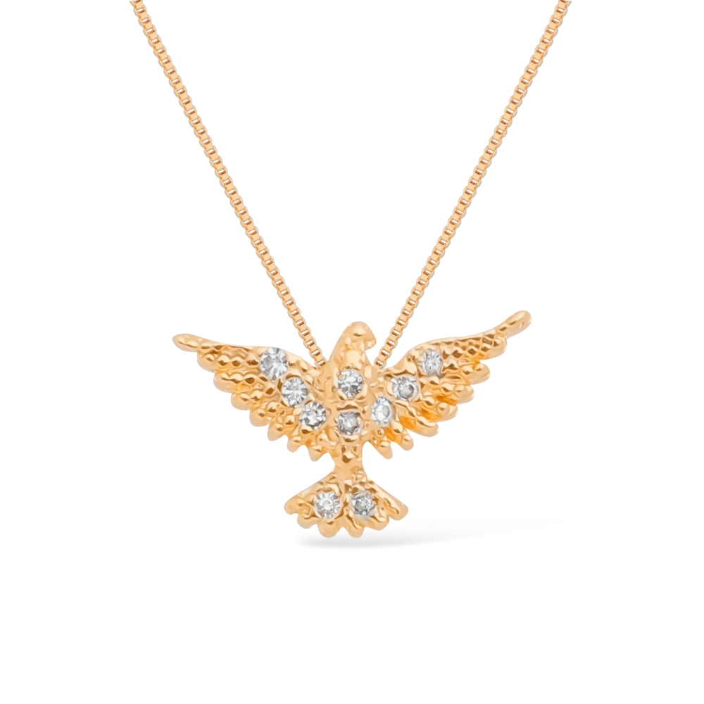 cat-c7013aafec234a03.jpg Colar Dourado Espirito Santo com Zircônia - Imagem 1