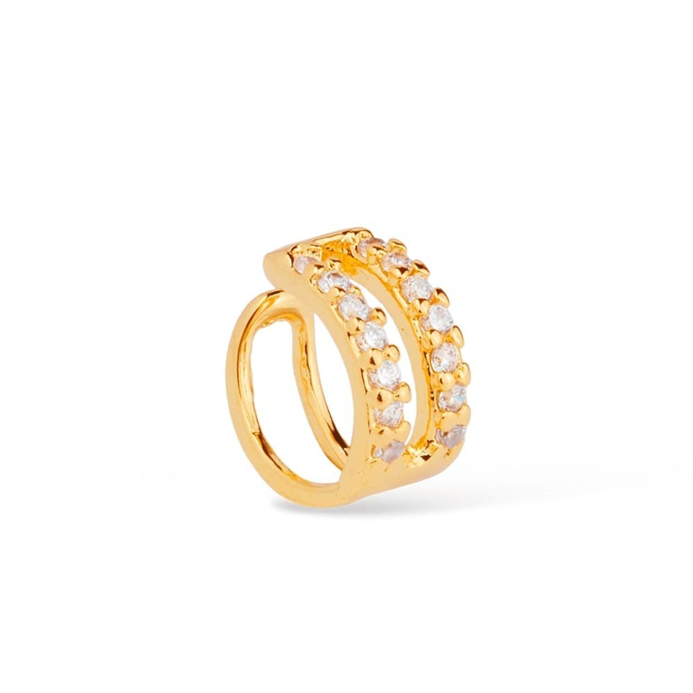 cat-d84fd1800525639a.jpg Piercing Dourado de Pressão com 14 Pedras de Zircônia - Imagem 1