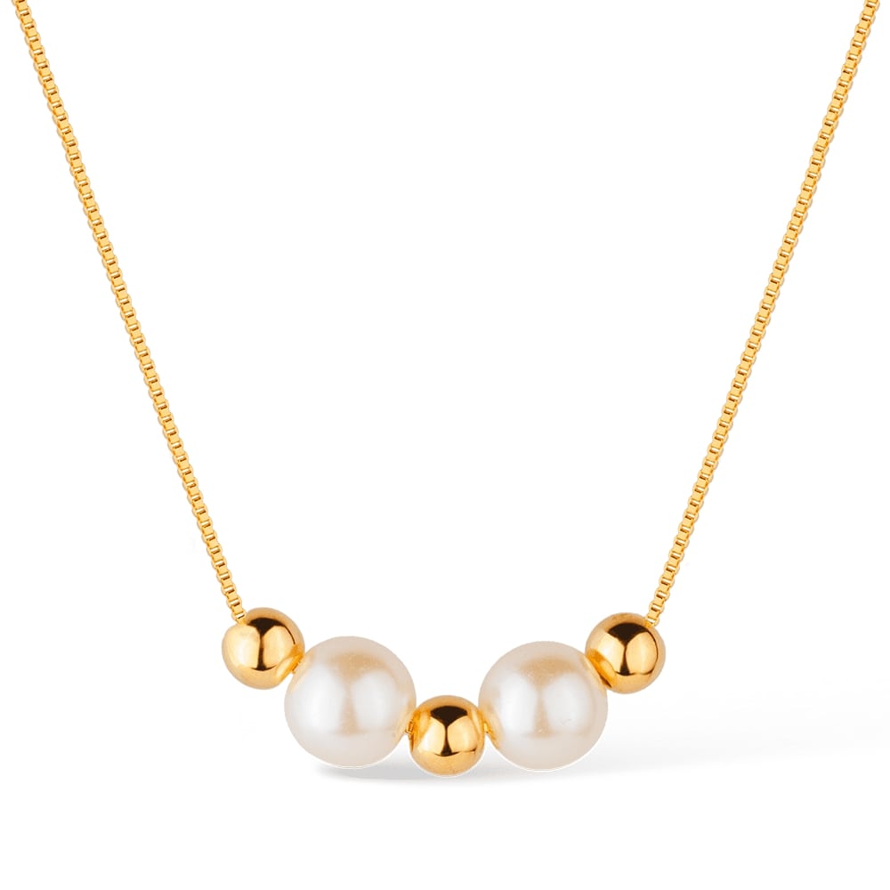 cat-f21722a1852fd92c.jpg Colar Dourado de Pérolas e Esferas - Imagem 1