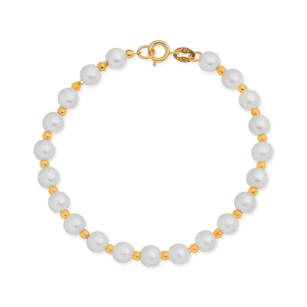 cat-fd92863b1dc29f77.jpg Pulseira Dourada de Pérolas e Bolinhas - Imagem 1